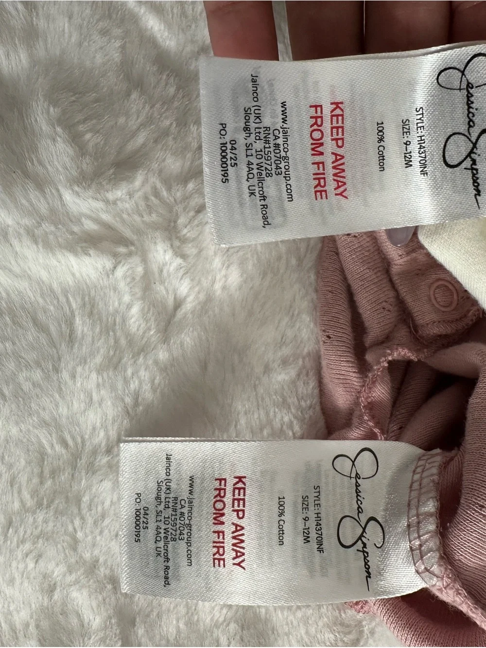 Jessica Simpson Pink & Cream Strawberry Baby Romper Set